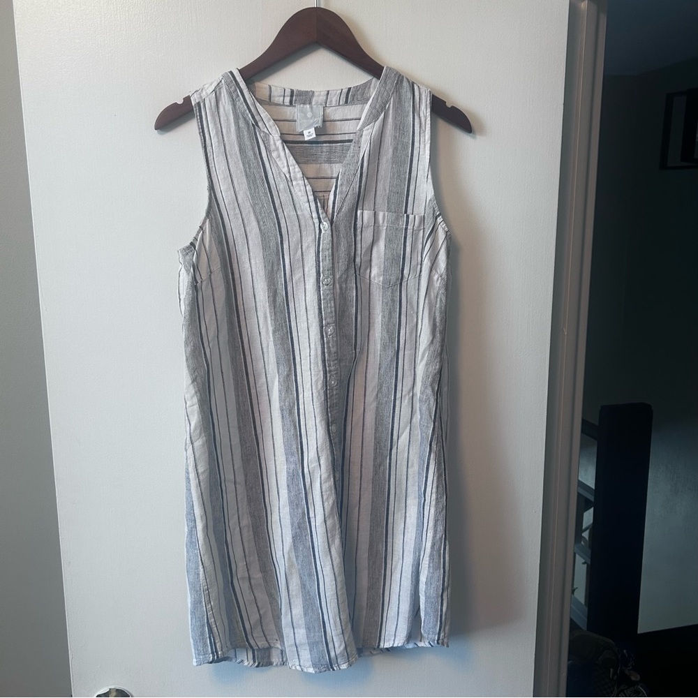 Sunday Striped Sleeveless Summer Linen Dress